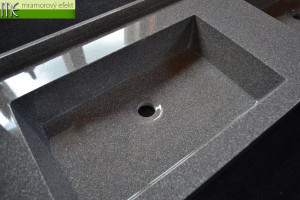 Granite SLATE in real on our countertop with integrated washbasin