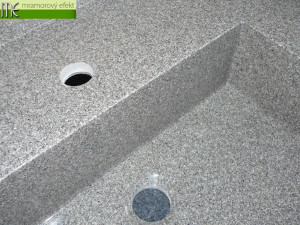 Granite TWEED in real on our countertop with integrated washbasin