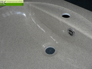 Granite BUTTERSCOTCH in real on our countertop with integrated washbasin