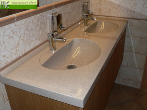 State chateau Sychrov_custom-made countertops with integrated washbasins | granite surface Butterscotch