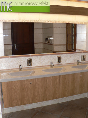 State chateau Sychrov_custom-made countertops with integrated washbasins | granite surface Butterscotch